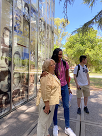 Shiyanna McLeod '23 and Jiachen Wang '23 with a guide at the Museum and Site of Memory ESMA (Photo credit: Teresa Longo)