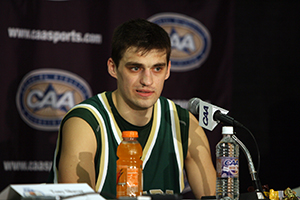 Kisielius at a press conference at W&M (Photo courtesy of W&M Athletics)