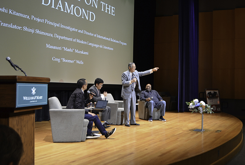 Masanori "Mashi" Murakami takes center statage for the Diplomacy on the Diamond panel with Hiroshi Kitamura and Greg "Boomer" Wells. (Photo: Haley Englert)