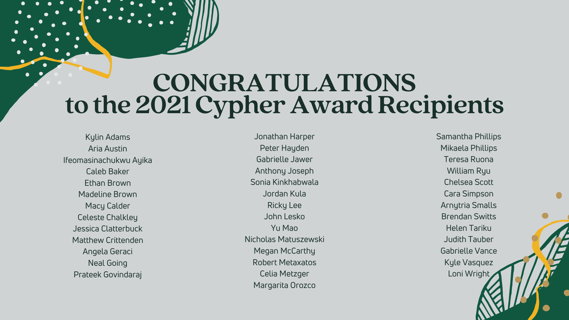 Cypher Award Recipients