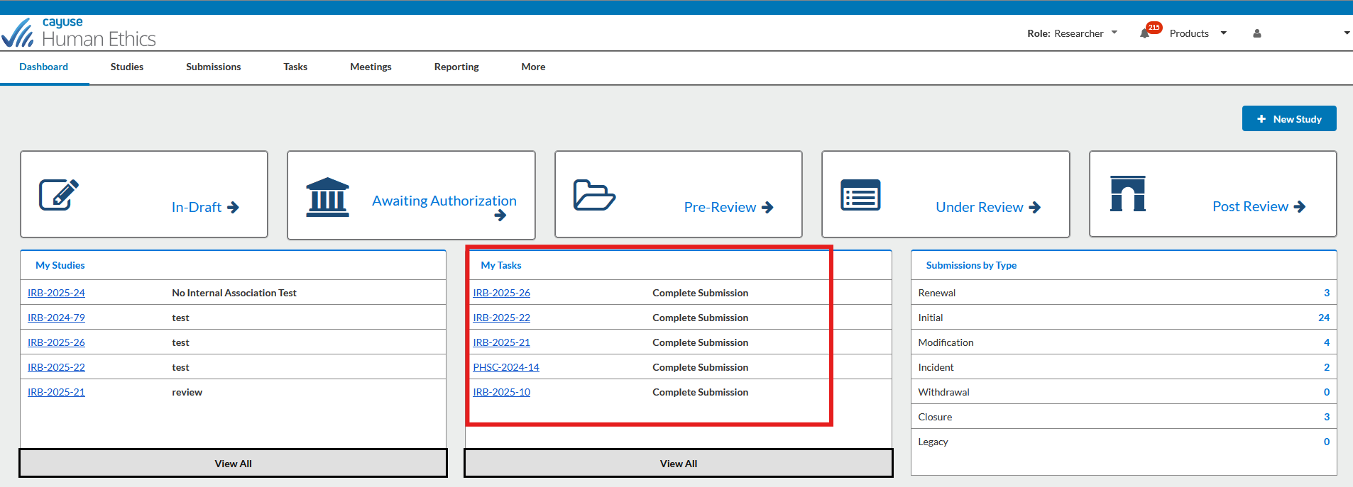 Photo with "My Tasks" box higlighted. 