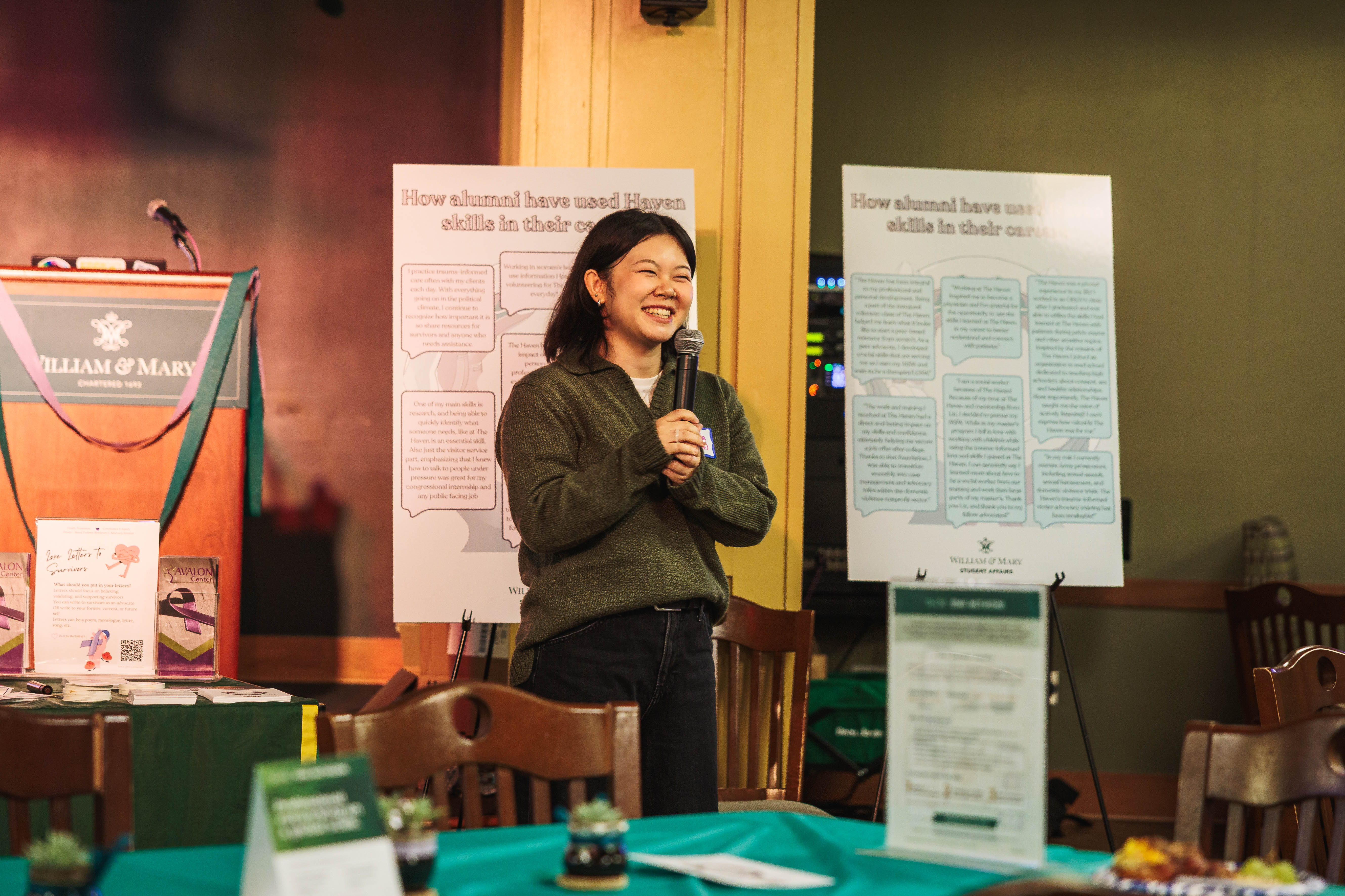 Connie Ryu ‘25 shares how her experience as a peer advocate helped her after graduation. (Photo by Nate Boyle '27)