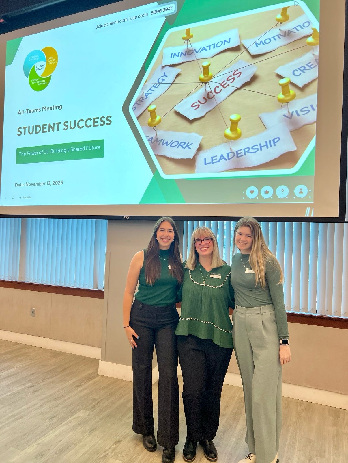 Sidnie Baker, Jillian Murphy and Allison Stovall, all assistant directors in Student Success, collaborated to design and present an engaging All-Team meeting for staff in Student Affairs and Public Safety.
