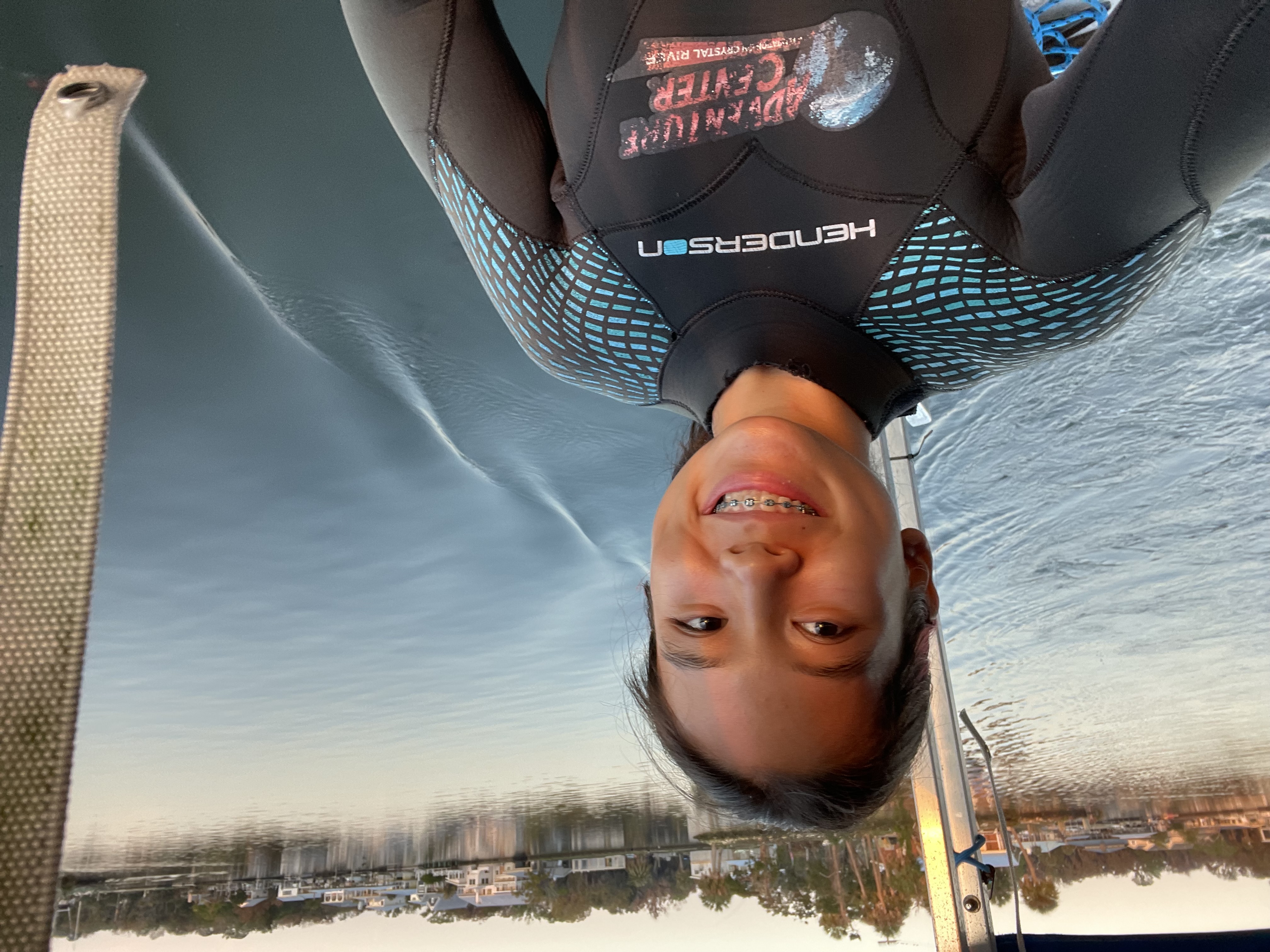A smiling Athena Lee prepares to swim with manatees while in Florida. (Photo courtesy of Athena Lee ‘27)