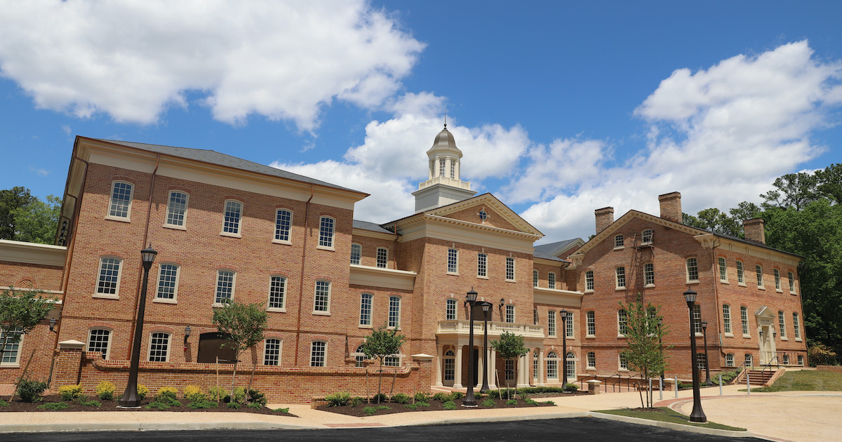 Alumni house expansion shown from the front