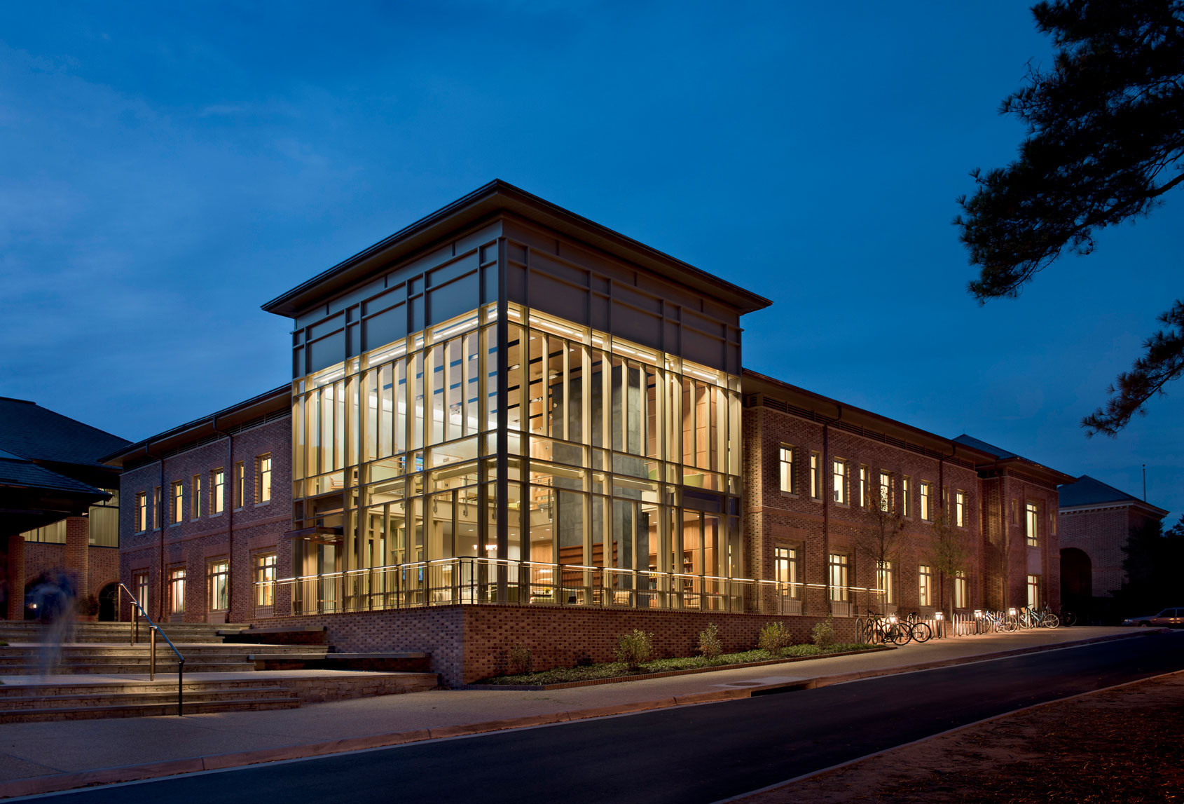 Cohen Career Center viewed at night
