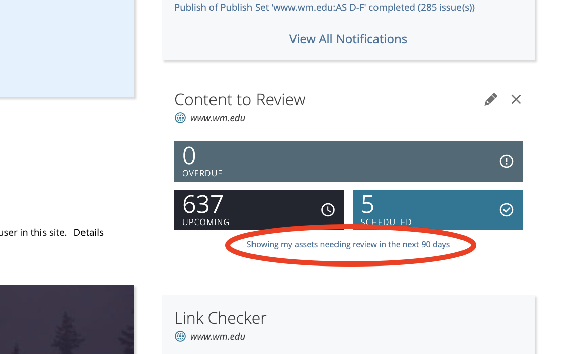The tutorial image displays the created widget with the report link circled in red.