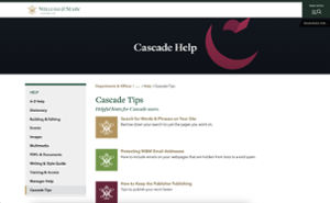Example of a Features listing page