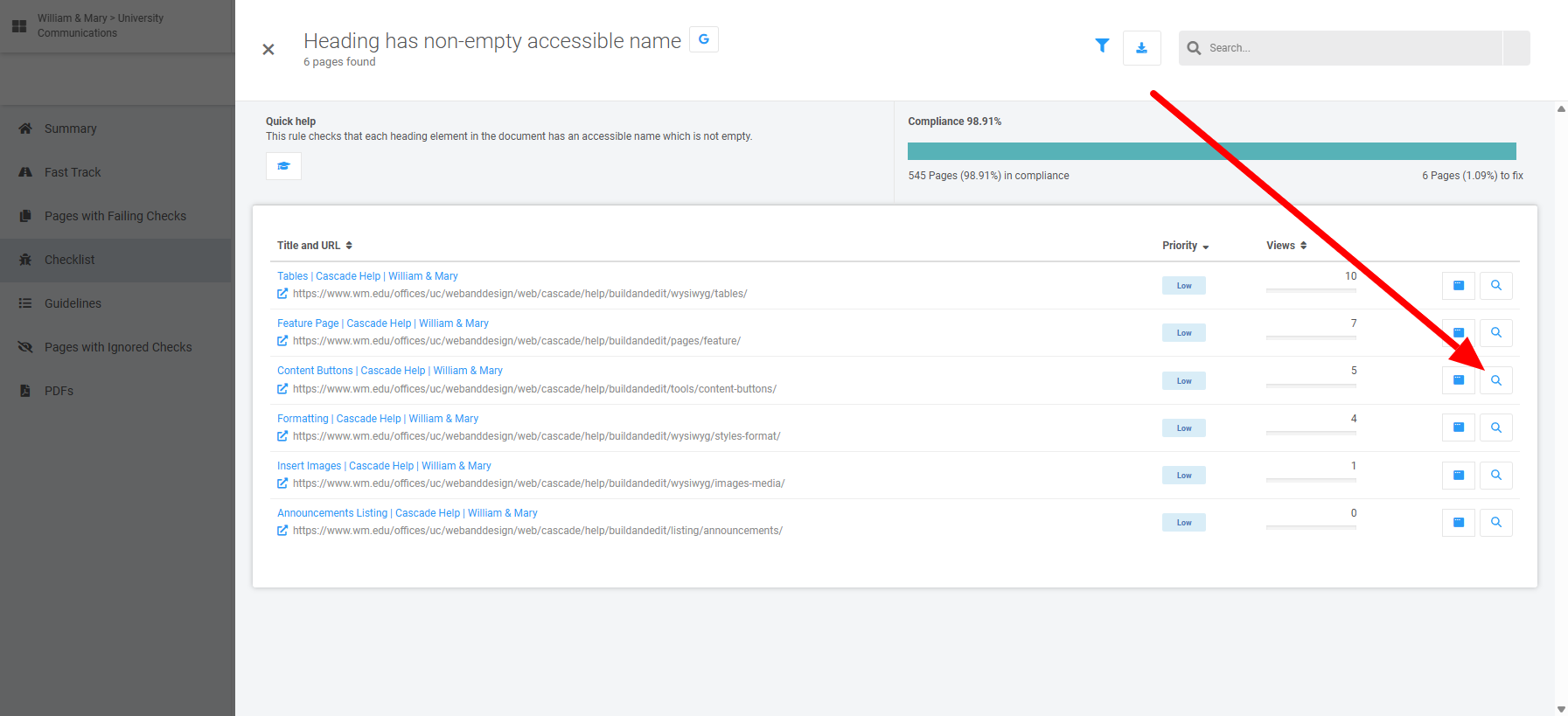 Screenshot 1: Select the Inspect page with browser extension (mag glass) icon at the right side of the screen.