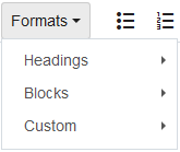 Formats sub-menu