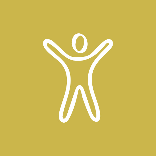 Icon outline of an individual with hands in the air