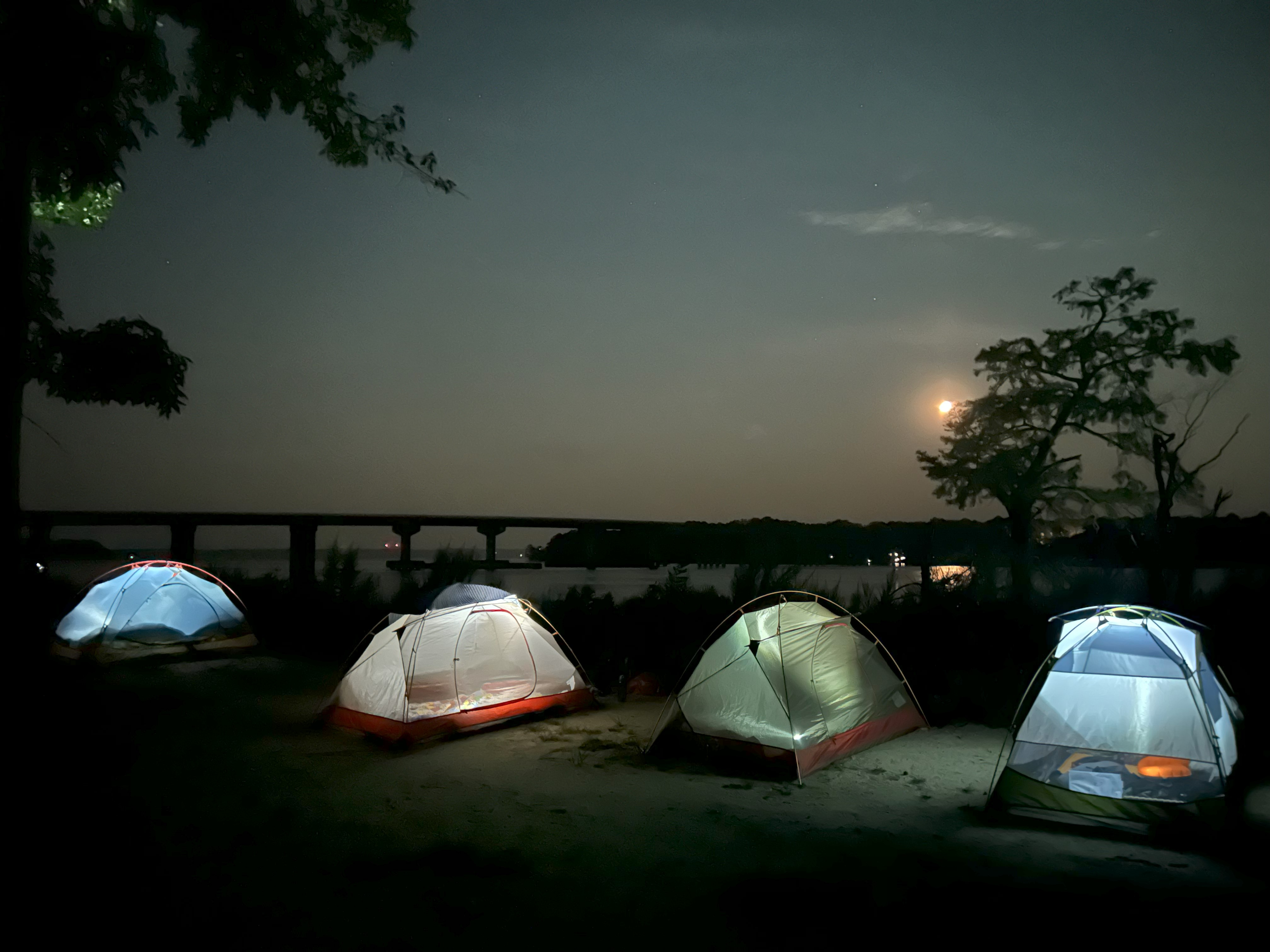Tents Glowing at Night