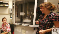 Chemist Debbie Bebout & Ashley Butland '10 work in X-Ray Diffraction Lab.