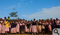 Maasai children sing each morning as part of their school's opening exercises.
