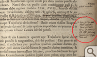 Inset shows details of the annotations in William & Mary’s first-edition copy of Isaac Newton’s Principia.