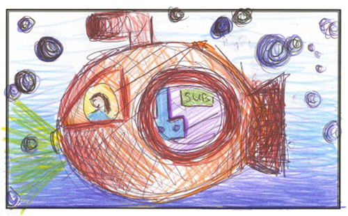 A student drawing depicting herself as an oceanographer