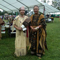 Kluge Fellow Joanne Braxton (right) with chief of Nottoway Indian Tribe of Virginia Lynette Allston. Photo by Rebecca Ann Parker.