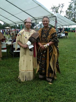 Kluge Fellow Joanne Braxton (right) with chief of Nottoway Indian Tribe of Virginia Lynette Allston. Photo by Rebecca Ann Parker.