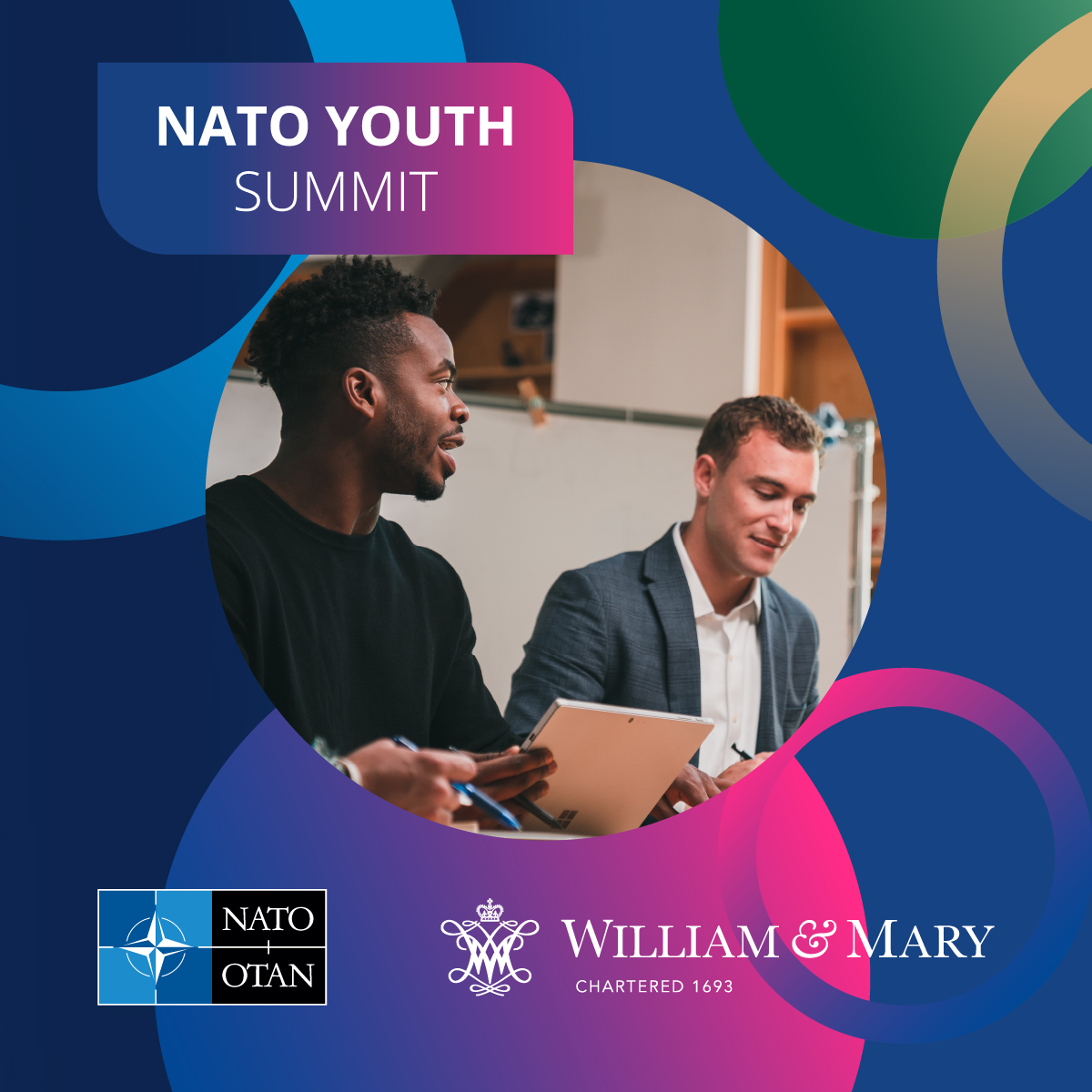 NATO Youth Summit - Two people engaged in conversation - NATO/OTAN and William &amp; Mary