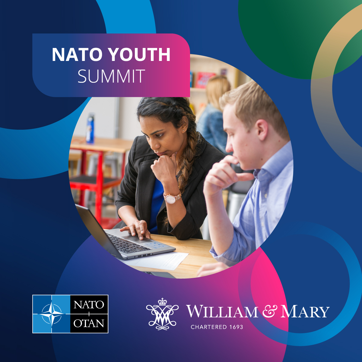 NATO Youth Summit - Two people engaged in conversation - NATO/OTAN and William &amp; Mary