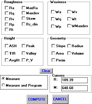 Fig. 4: The user may choose analytical or geometric functions of interest to be calculated into the scan.