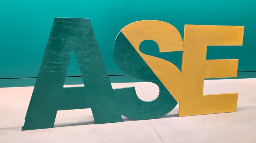 Wooden sign of ASE