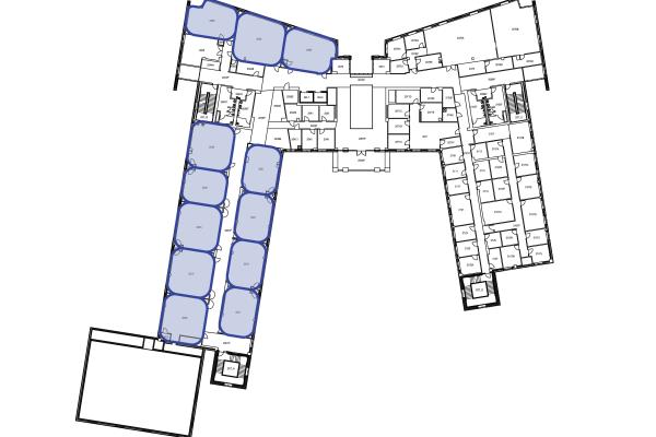 Conceptual plan of improvements to a School of Education classroom showing specific rooms targeted for renovations.