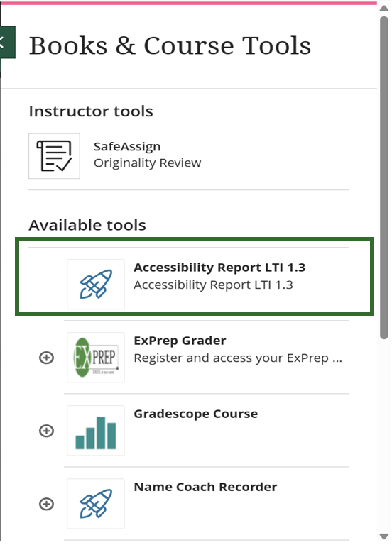 (Figure 2) Blackboard Accessibility Report