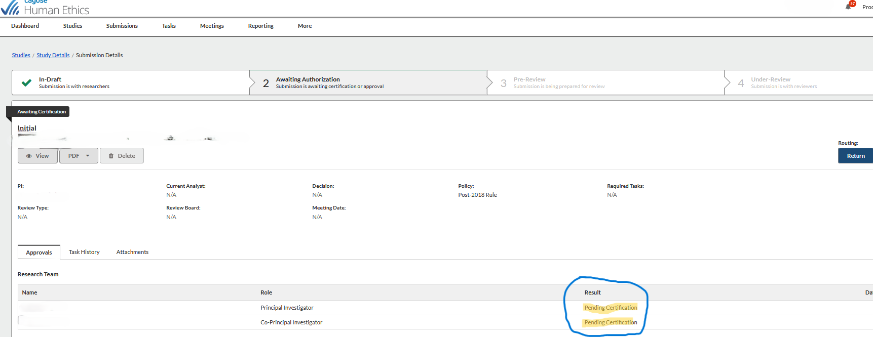 Awaiting Certification