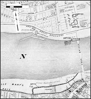 This 1877 map shows the layout of North Danville before Riverside Cotton Mills was established in 1882. A factory and a residence were located in the the northeast corner of the large lot that later became part of Front Street. Riverside had acquired the entire lot by 1890. (Beers 1877)