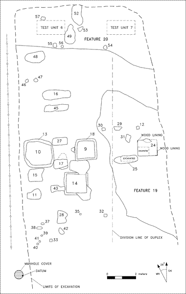 The locations of features on the site map of 44PY181 tell us about yard layout at the Front Street residences.