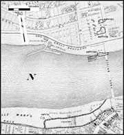 Main Street Bridge area in 1877