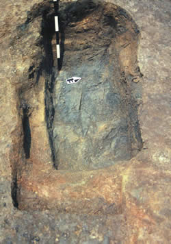 Bedrock is visible at the bottom of fully excavated Feature 17 at the same site.