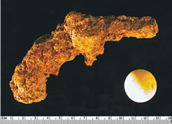 a small gun, and a clay marble