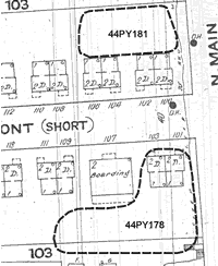 A large dwelling north of Site 44PY178 was converted into a boarding house. Only five years later, this buidling had been removed. Later insurance maps show this lot remained vacant.