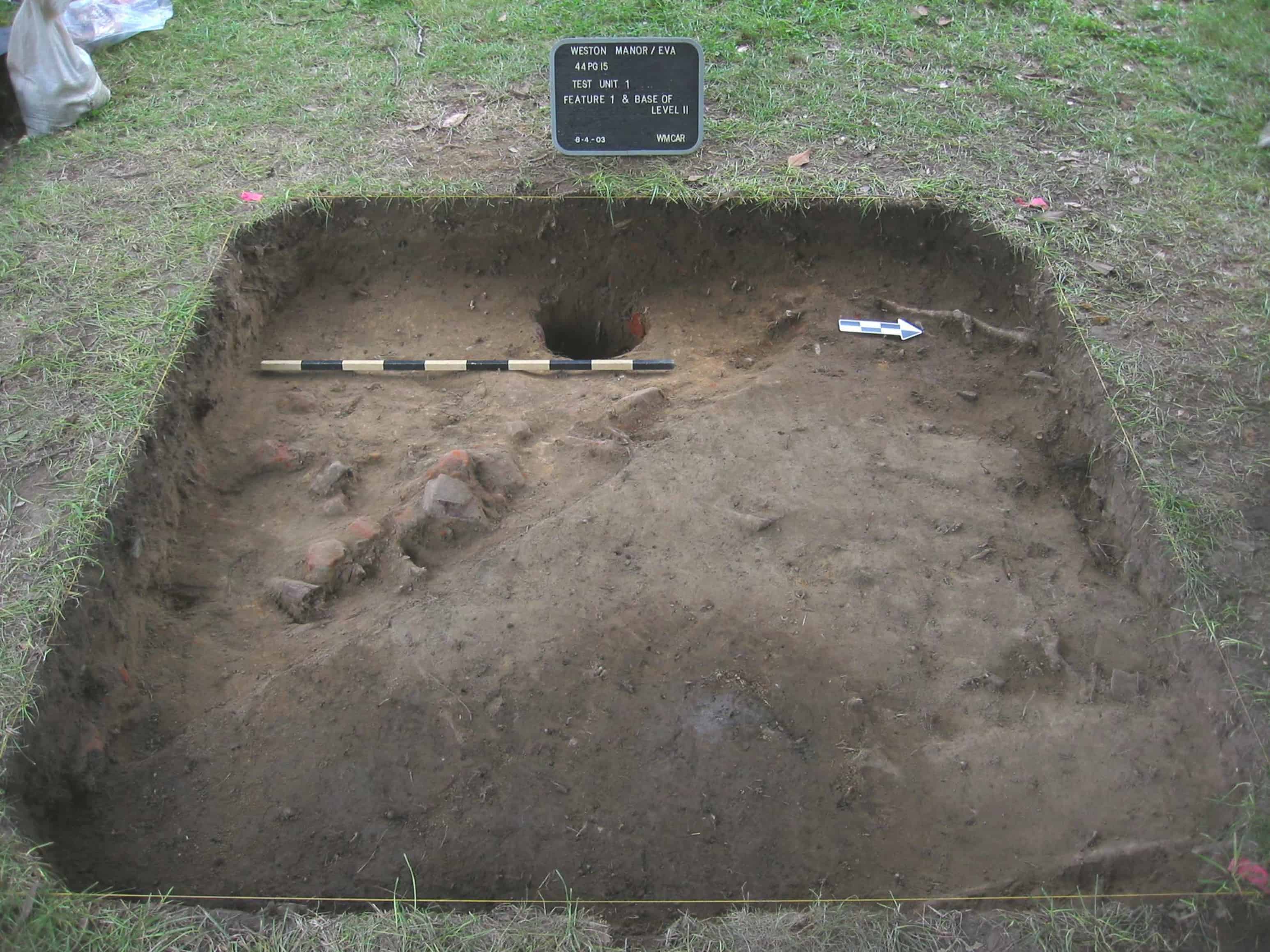 Concentration of brick rubble in test unit east of the mansion.