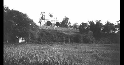 In the early 1900s, the Appomattox River shoreline was much further from Weston. In fact, the base of the bluff was dry enough to grow corn (the darker vegetation visible behind the marsh grass). A structure of unknown age appears at the left edge of the photograph. (Photograph owned by Pat Lindquist)