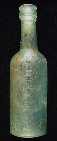 This Lea and Perrins Worcestershire sauce bottle closely resembles the ones still produced today.