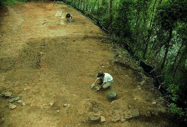 Hand excavation to expose features at the Parnassus Site