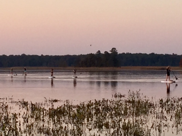 Members of the Women’s Network enjoying a sunset paddle at Gordon’s Creek in October 2016 with Paddle On Williamsburg.