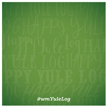 A graphic with "Happy Yule Log" written multiple times in different fonts.