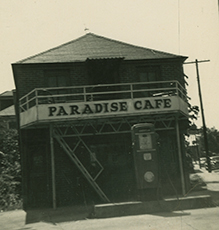 An exterior photograph of the Paradise Cafe