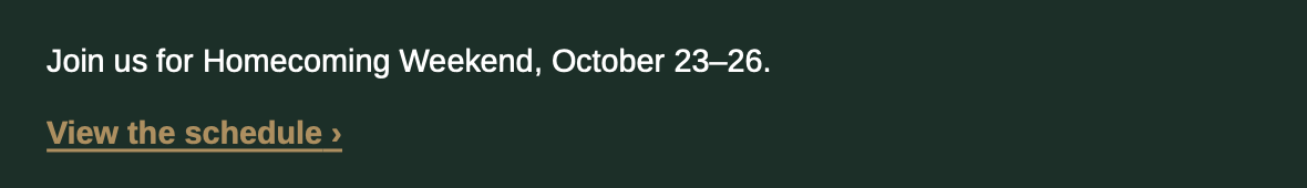 Example of a CTA text link using Web Gold font with an underline and a chevron on a Dark Green background